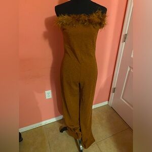 Fashion Nova Brown Textured Jumpsuit
